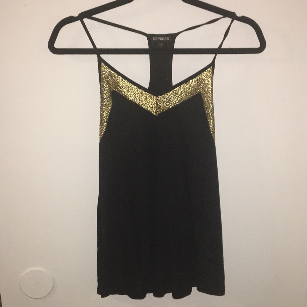 Express Black and Gold Racerback Tank Top XS/S